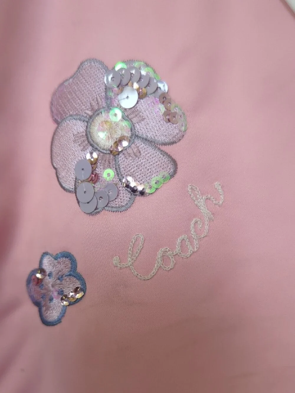 Coach Quilted Jacket with Purple Ground and Pink Floral Accents